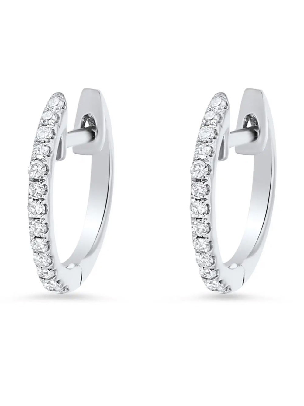 NWT Diamonds Direct Pavé Huggie Hoop Earrings - 14k White Gold with Diamonds